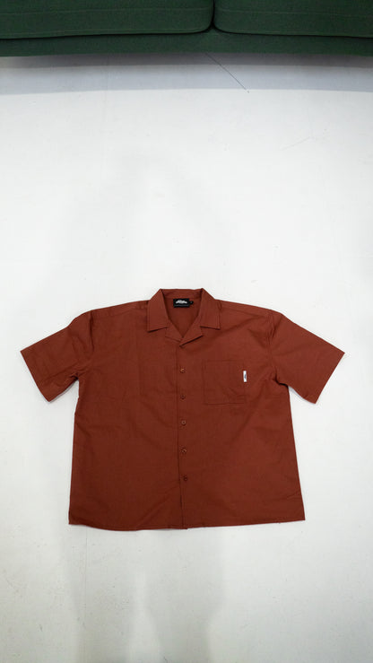 Brown Cropped Button Up